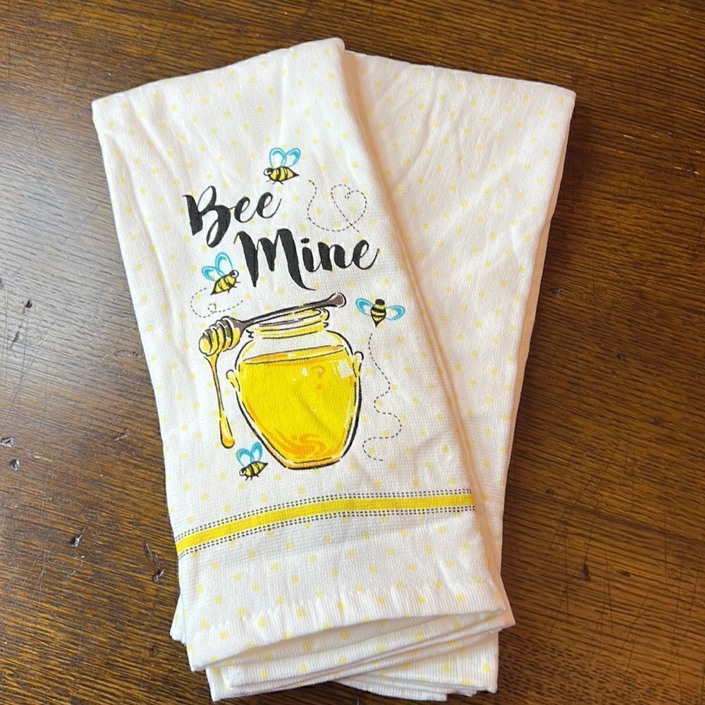 Cynthia Rowley 2-Pc 'Bee Mine' Bumblebee‎ & Honey Kitchen Dish Towels Set | NWT